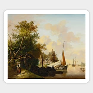 Mother And Child By A River by Jan van Os Sticker